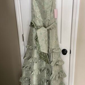 Elegant Sage Brocade Dress